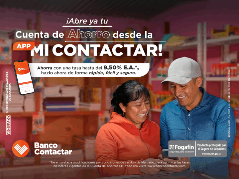 Apertura digital de la Cuenta de Ahorros Mi Propósito desde la App Mi Contactar de Banco Contactar